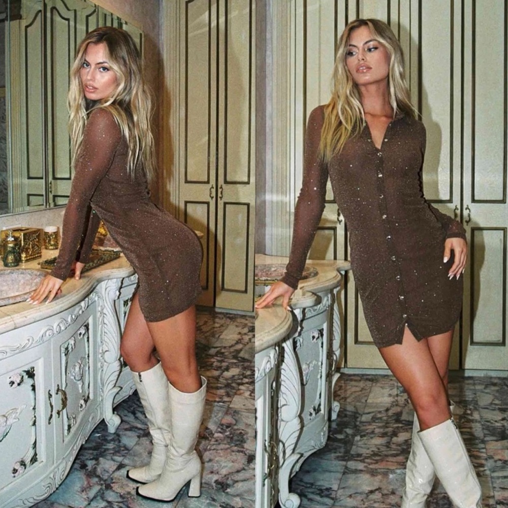 PRINCESS POLLY | FRIDAY FEVER MINI DRESS BROWN